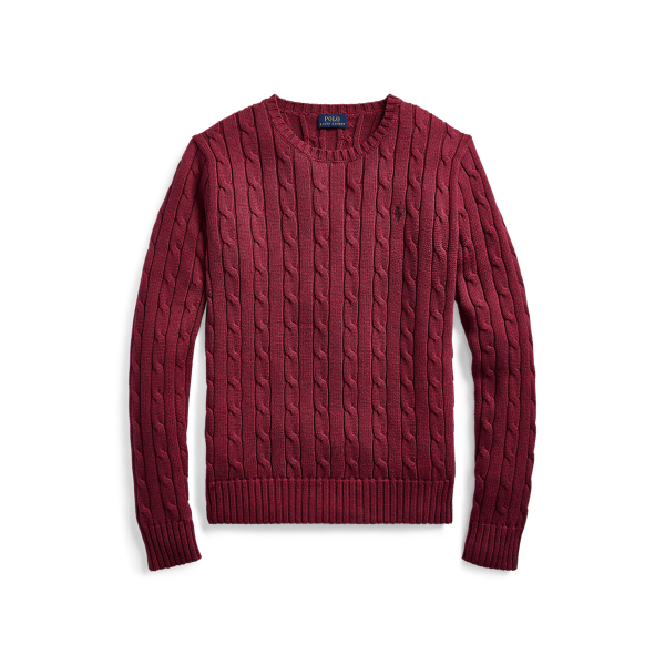 Maglia a girocollo in cotone a trecce