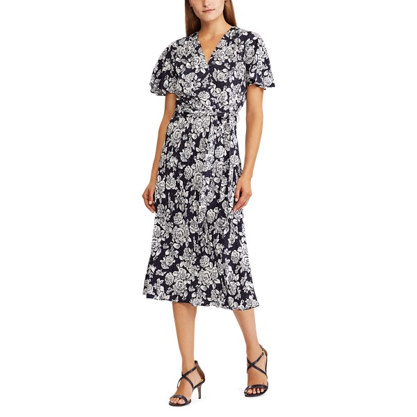Lauren Navy/Pale Cream Floral Jacquard Dress Lauren 3