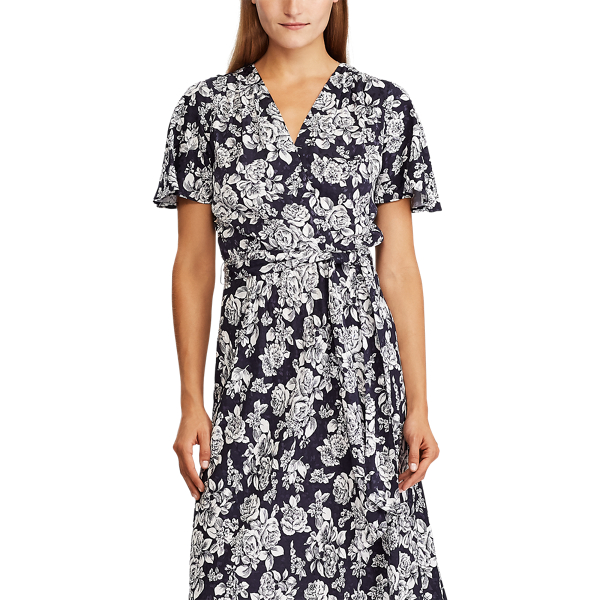 Lauren Navy/Pale Cream Floral Jacquard Dress Lauren 4