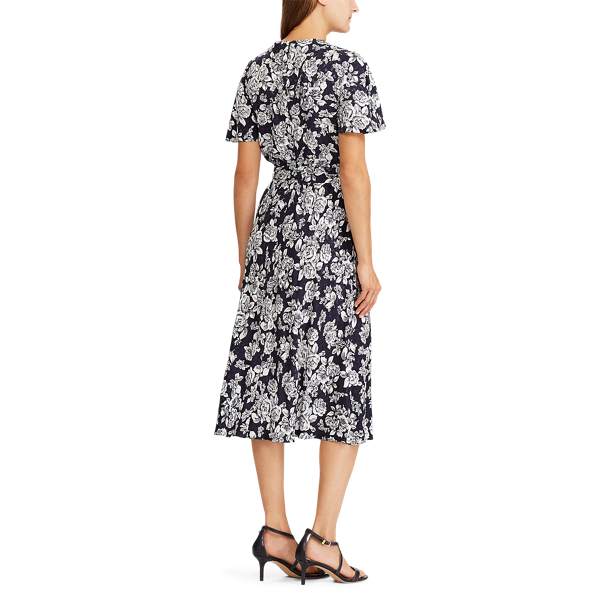Lauren Navy/Pale Cream Floral Jacquard Dress Lauren 5