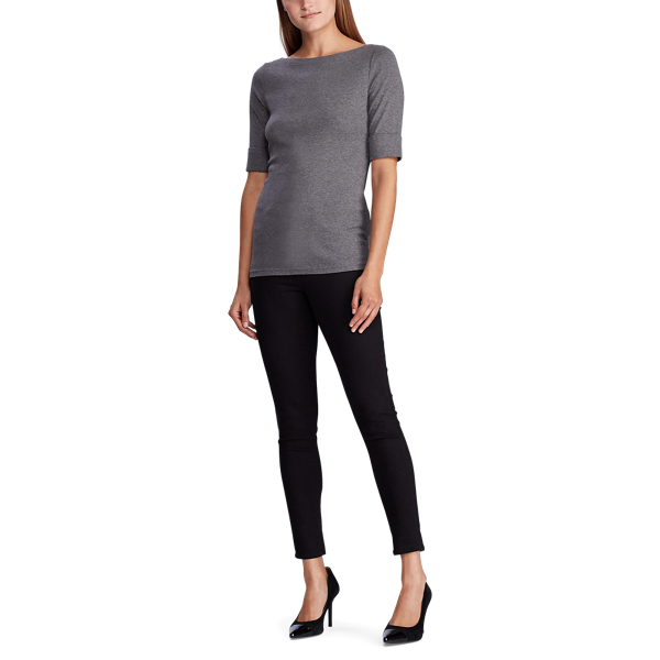 Lexington Grey Heather Boatneck Tee Lauren 2