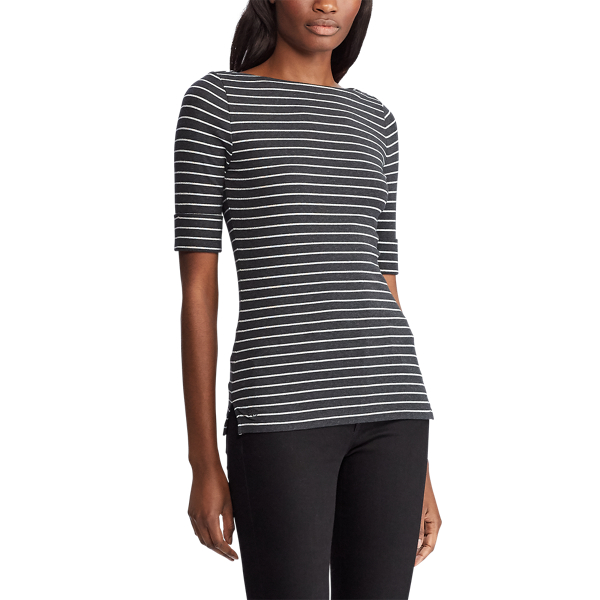 Grey Heather/Silver Boatneck Tee Lauren 3