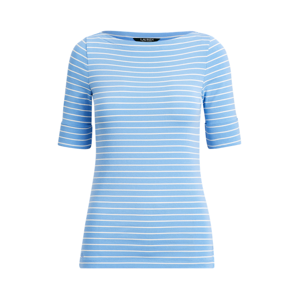 Cotton-Blend Boatneck Top Lauren 1