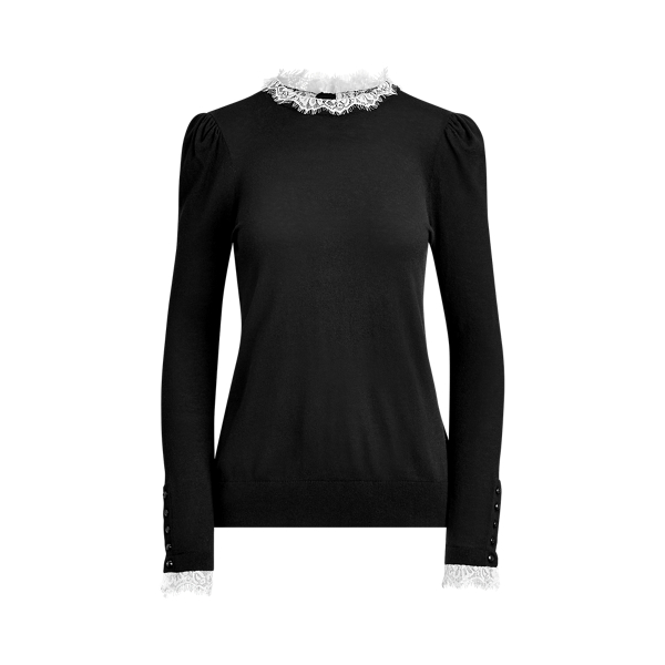 Lace-Trim Cotton Sweater Lauren em 1