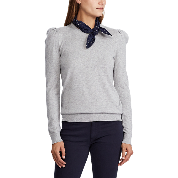 Baumwollpullover mit Schaltuch Lauren in Perlengrau meliert 3