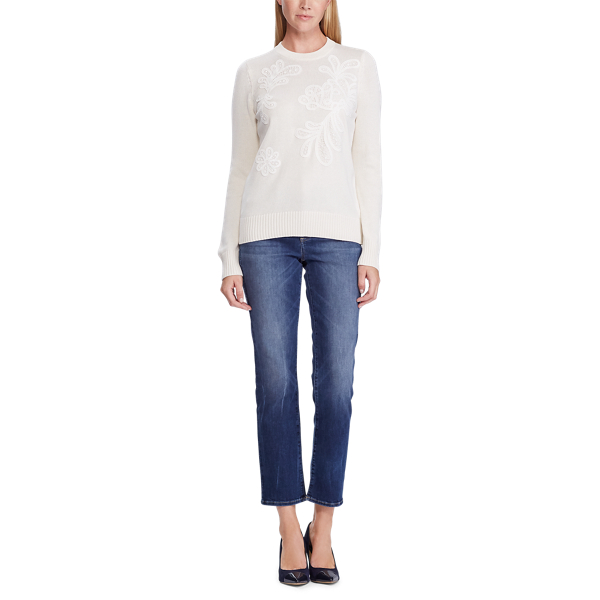 Pull en coton crochet Lauren en Cr&egrave;me mascarpone 2
