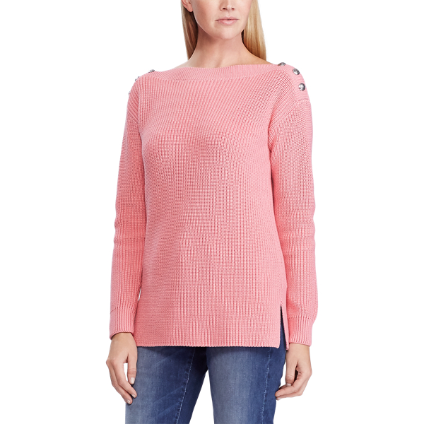 Pull en coton &agrave; boutons Lauren en Liqueur d'abricot 3