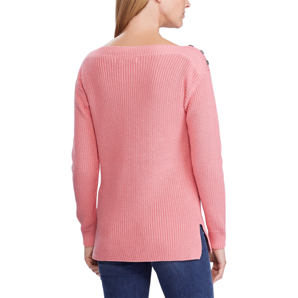 Pull en coton &agrave; boutons Lauren en Liqueur d'abricot 4
