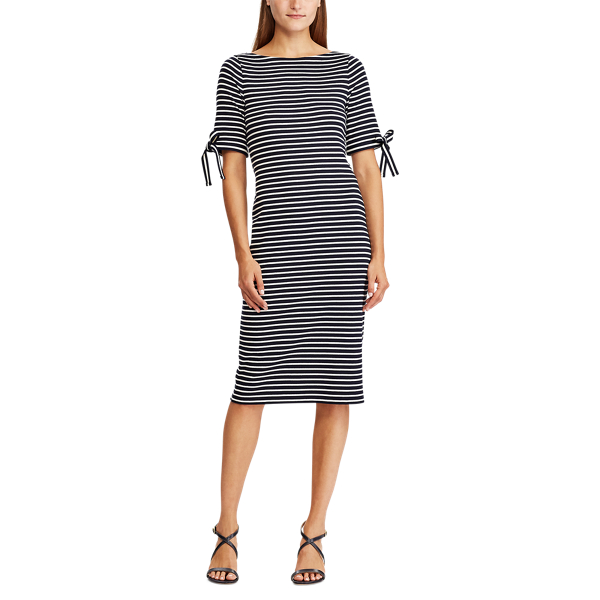 Lauren Navy/Cream Striped Casual Cotton Dress Lauren 3