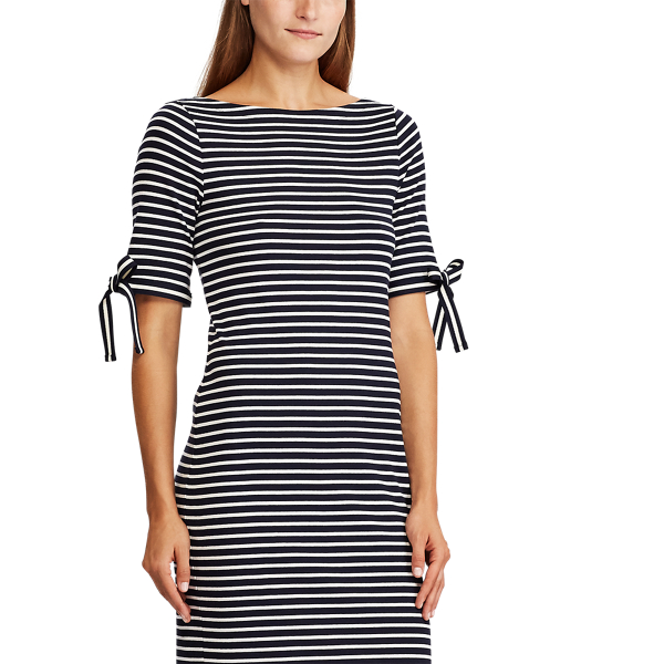 Lauren Navy/Cream Striped Casual Cotton Dress Lauren 4
