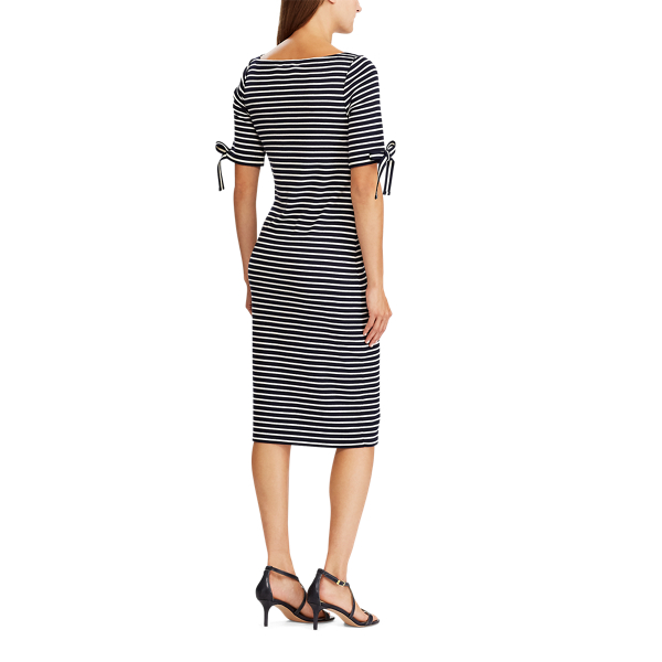 Lauren Navy/Cream Striped Casual Cotton Dress Lauren 5