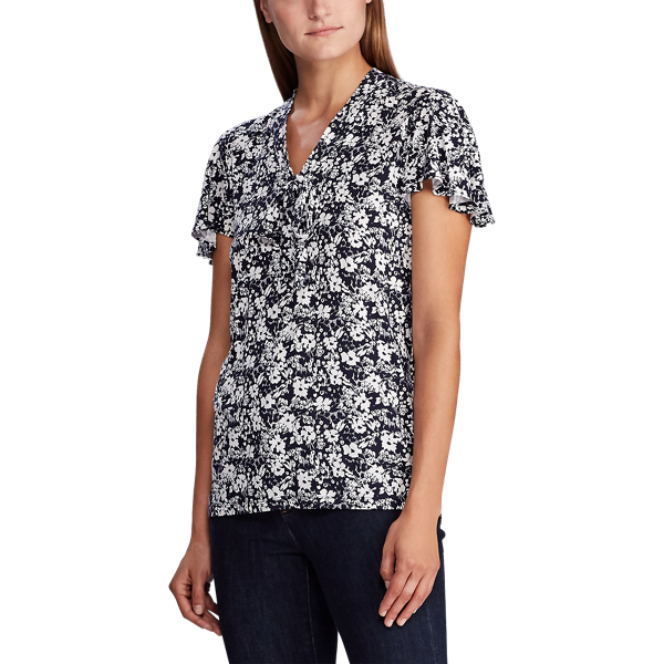 Schluppentop aus Stretchjersey Lauren in Lauren-Navy/Pastell-Creme 3