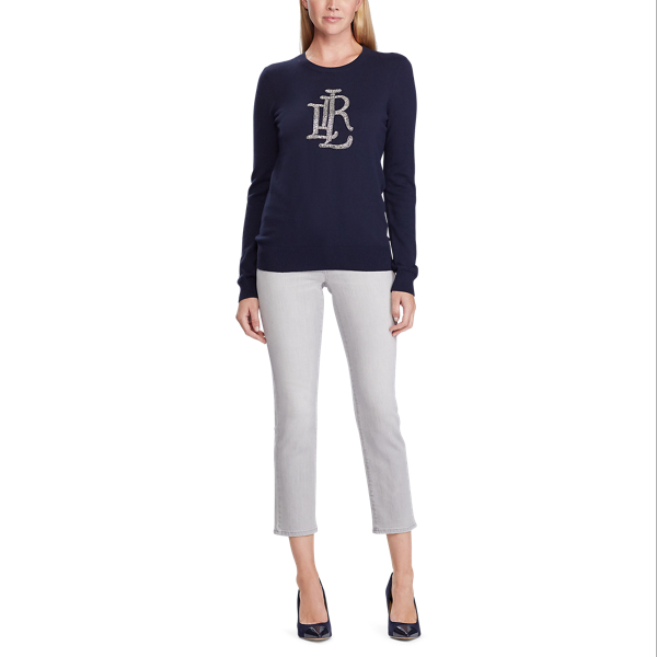 Lauren Navy Beaded-Logo Cotton Jumper Lauren 2