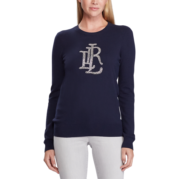 Lauren Navy Beaded-Logo Cotton Jumper Lauren 3