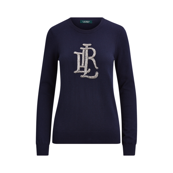 Jersey de algod&oacute;n con logotipo con abalorios Lauren en 1