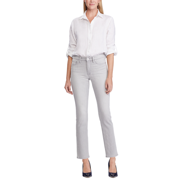 Soft Grey Wash Premier Straight Ankle Jeans Lauren 3