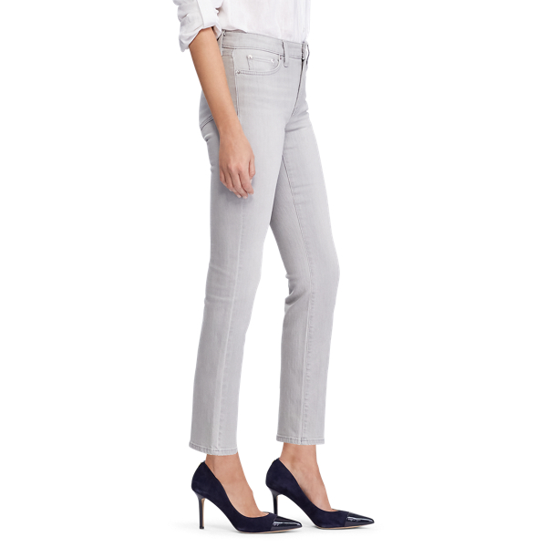 Soft Grey Wash Premier Straight Ankle Jeans Lauren 6