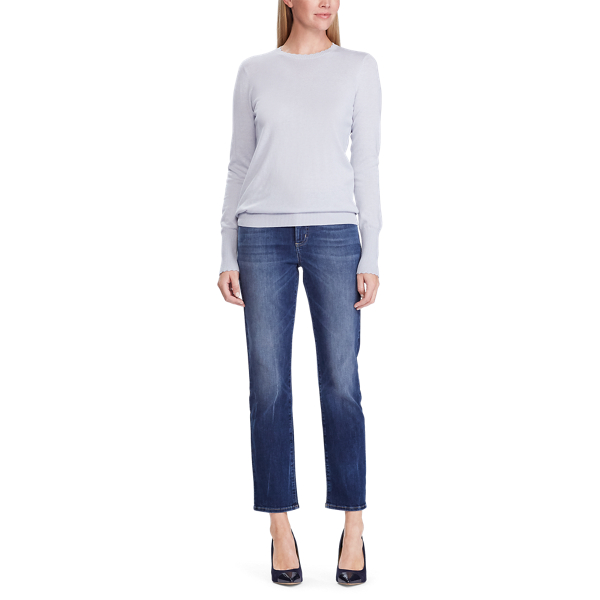 Pull &agrave; bordure festonn&eacute;e Lauren en Bleu toile 2