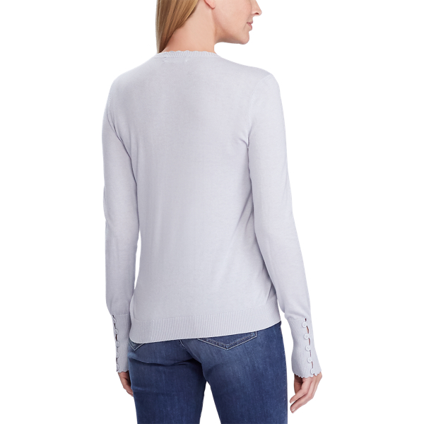 Pull &agrave; bordure festonn&eacute;e Lauren en Bleu toile 4