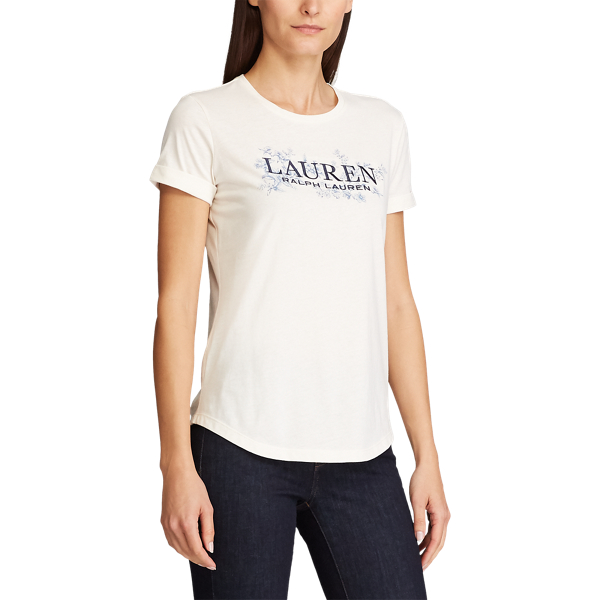 Mascarpone Cream Floral Logo Tee Lauren 3