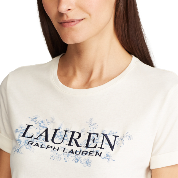 Mascarpone Cream Floral Logo Tee Lauren 5