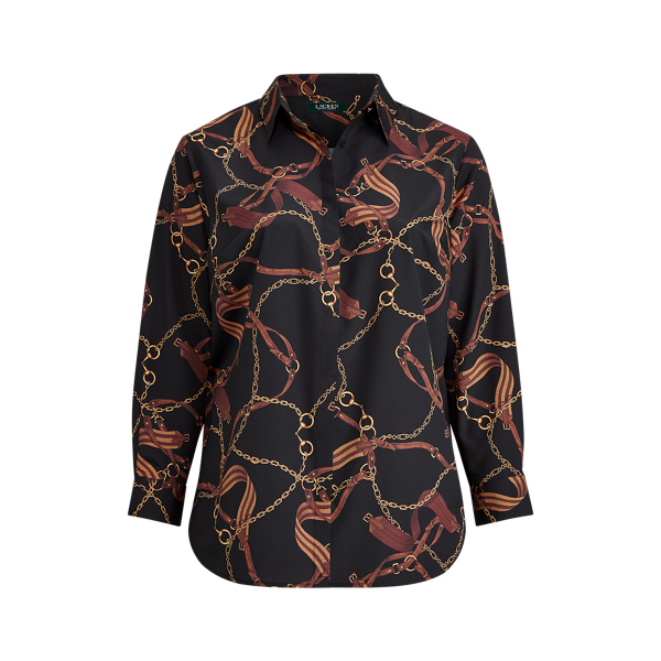 Equestrian-Print Crepe Shirt Lauren Woman 1