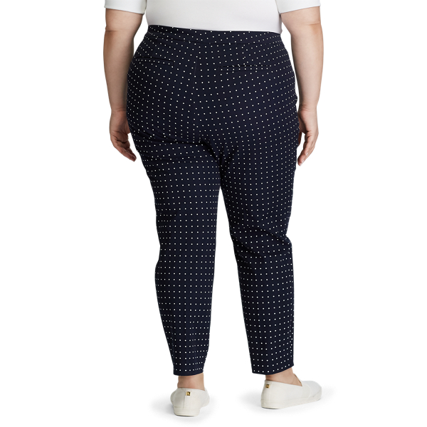 Pantalon en serg&eacute; stretch &agrave; pois Lauren Woman en Bleu marine Lauren/Blanc soie 4