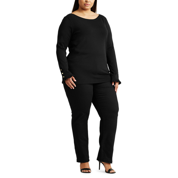 Black Boatneck Tee Lauren Woman 2