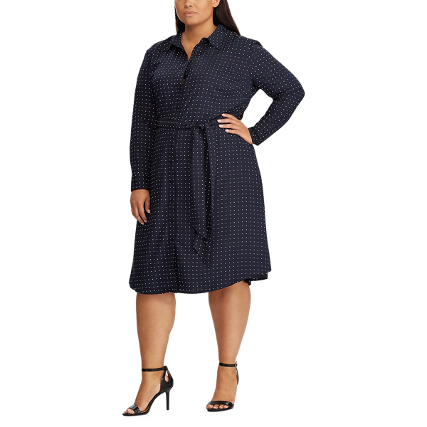 Lauren Navy/Silk White Print Long-Sleeve Shirtdress Lauren Woman 3