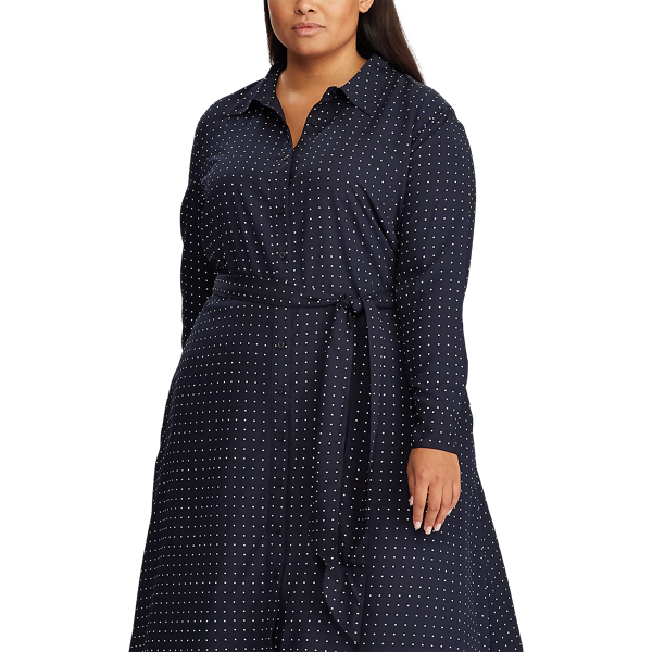 Lauren Navy/Silk White Print Long-Sleeve Shirtdress Lauren Woman 4