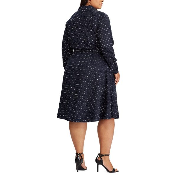 Lauren Navy/Silk White Print Long-Sleeve Shirtdress Lauren Woman 5