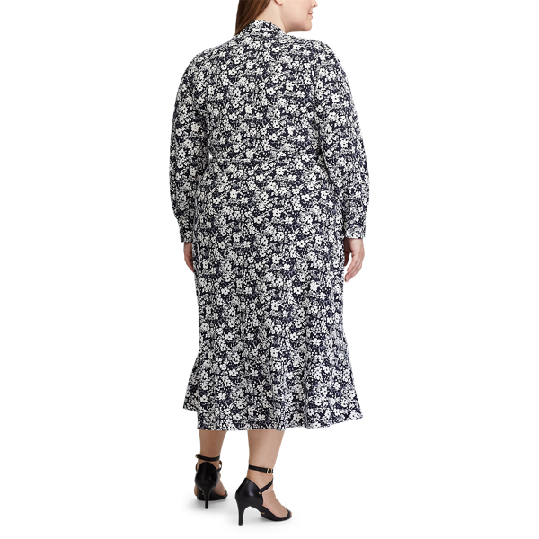 Lauren Navy/Pale Cream Floral Wrap-Style Dress Lauren Woman 4