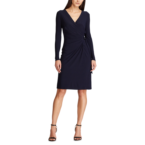 Lighthouse Navy Wrap-Style Jersey Dress Lauren 2