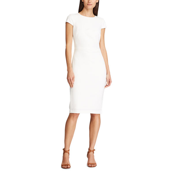 Cream Jersey Cap-Sleeve Dress Lauren 3
