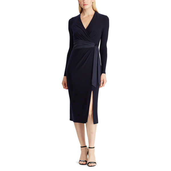 Lighthouse Navy Wrap-Style Jersey Dress Lauren 2