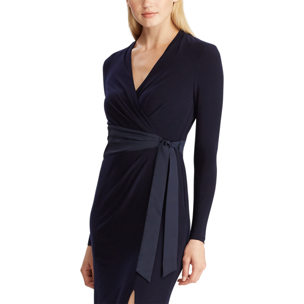 Lighthouse Navy Wrap-Style Jersey Dress Lauren 3
