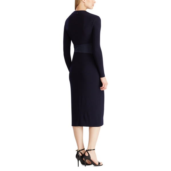 Lighthouse Navy Wrap-Style Jersey Dress Lauren 4