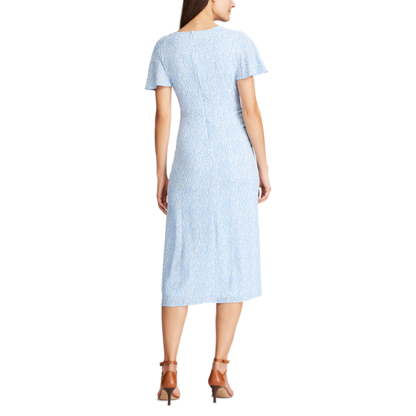 Eos Blue/Colonial Cream Print Crepe Dress Lauren 5