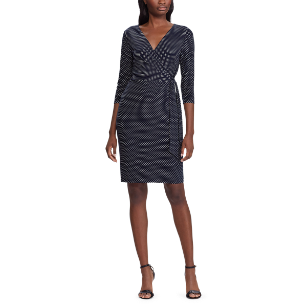 Lighthouse Navy/Colonial Polka-Dot Jersey Dress Lauren 3