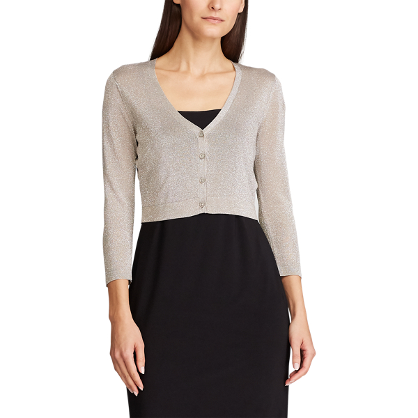 Light Grey/Silver Three-Quarter-Sleeve Cardigan Lauren 3