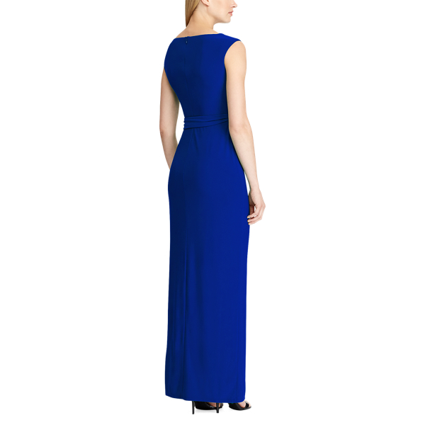 Parisian Blue Jersey Cowlneck Evening Dress Lauren 4
