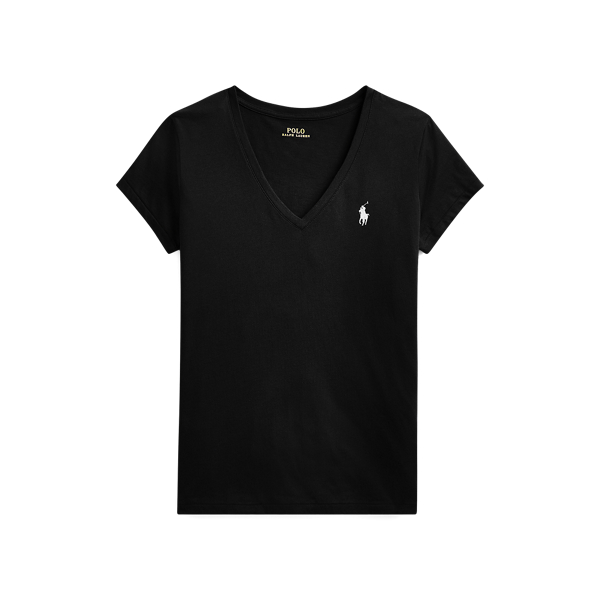 T-shirt de algod&atilde;o com decote em V Polo Ralph Lauren em 1