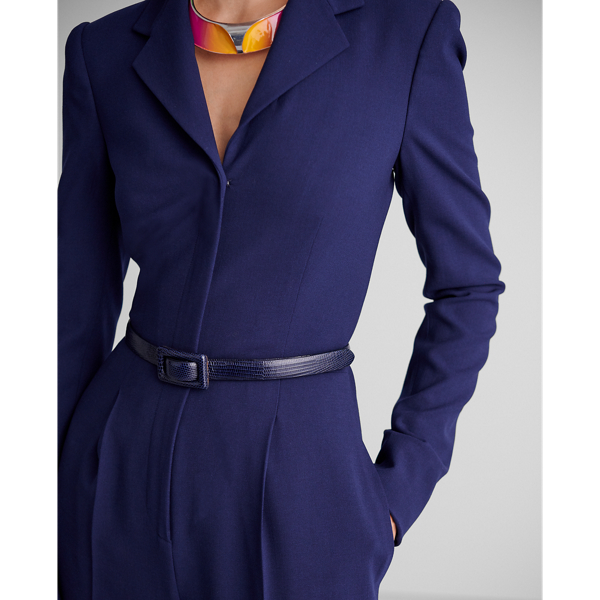 Combinaison Carney en cr&ecirc;pe de laine Ralph Lauren Collection en Bleu marine luxueux 4