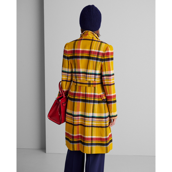 Yellow Multi Leora Plaid Wool-Cashmere Coat Ralph Lauren Collection 5