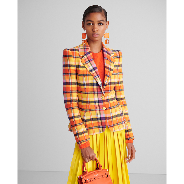 Orange Multi Eloise Plaid Jacket Ralph Lauren Collection 4