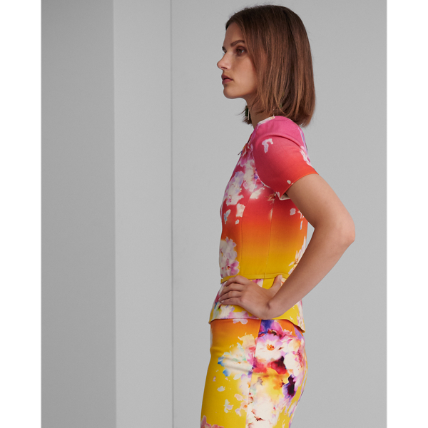 Pink/Yellow/Green Ombre Azalea Floral Jacket Ralph Lauren Collection 6