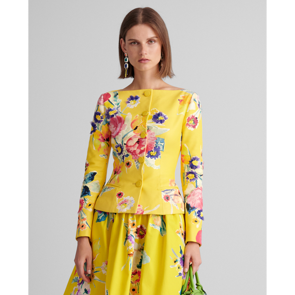 Yellow Multi Gemma Lambskin Jacket Ralph Lauren Collection 3
