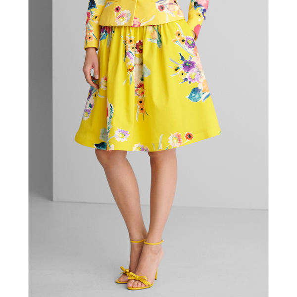 Yellow Multi Emilia Floral Cotton Skirt Ralph Lauren Collection 3