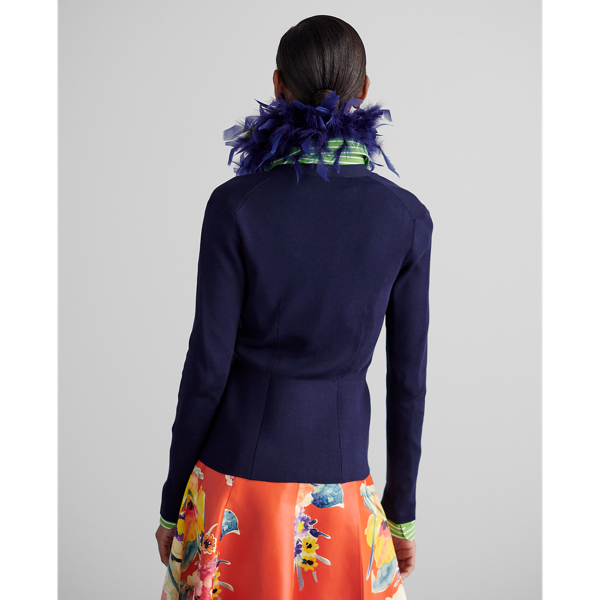 Lux Navy Silk Peplum Cardigan Ralph Lauren Collection 4