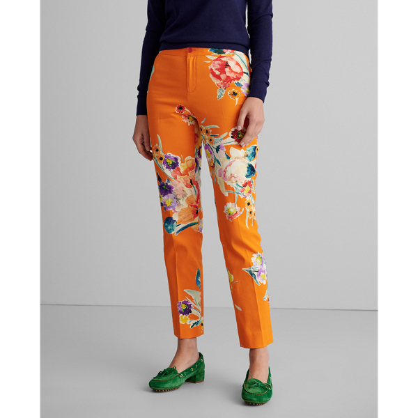Bright Tangerine Multi Carlina Floral Cotton Trouser Ralph Lauren Collection 3